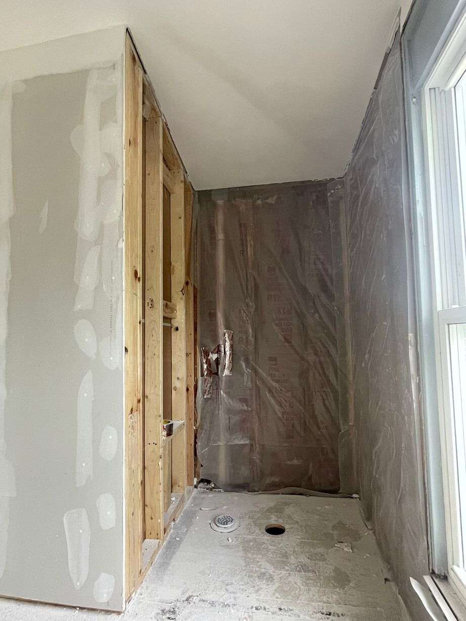 Shower and Backsplash Tile Installation Before