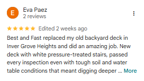 Google review by Eva Paez, five stars