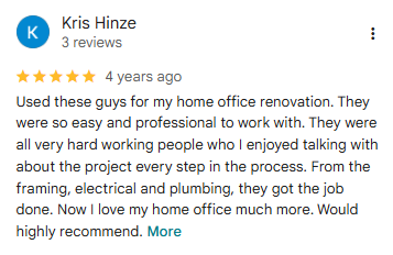 Google review by Kris Hinze, five stars