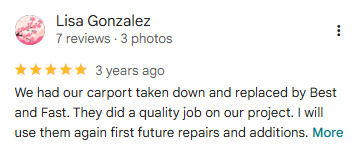 Google review by Lisa Gonzalez, five stars